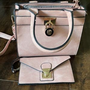 Soft pink crossbody bag with wallet wristlet